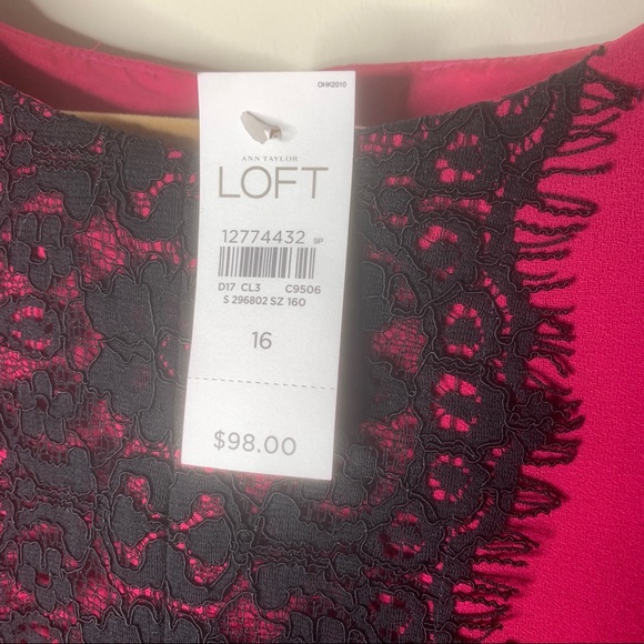 NWT LOFT Sleeveless Magenta Shift Dress Sz 16 - Picture 10 of 11